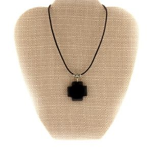 NWT Black Onyx Artisan Cross Pendant Necklace